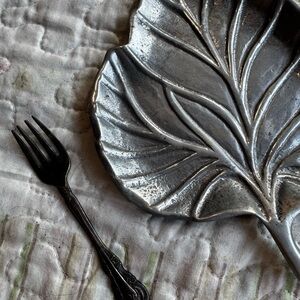 Silver Leaf-Shaped Decorative and fork